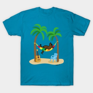 Chocolate Labrador Under Palm Trees T-Shirt